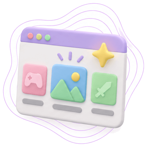 A browser window showing game artwork and a star